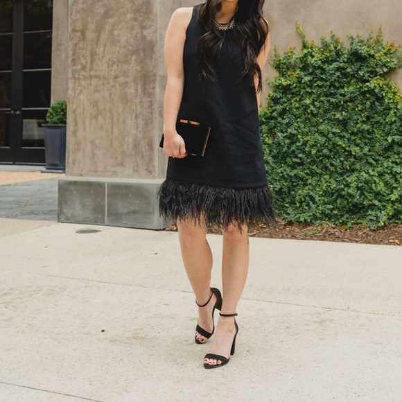 Alex Evenings Black Feather Hem Sleeveless Sheath Dress - Picture 7 of 13